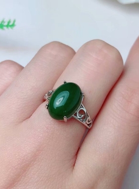 时尚风裸石戒面戒指银空托