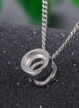 s925银泡泡吊坠空托月光欧泊