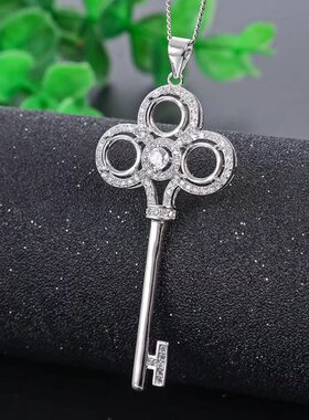 s925银免费碧玉托帕石钥匙吊坠