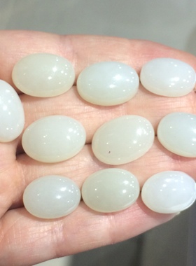 天然白玉裸石戒面镶嵌空托