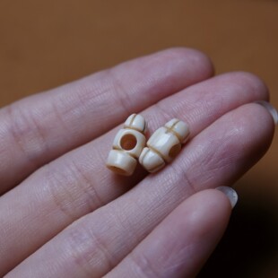 大孔猛犸牙老高白金刚杵铃配珠大孔道文玩手工DIY记子头念珠背云