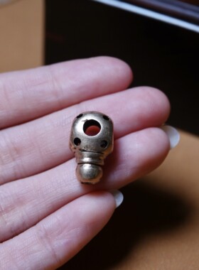 稀有小年份天铁托甲利马铜五眼三通一体式佛头配件念珠手持束尾