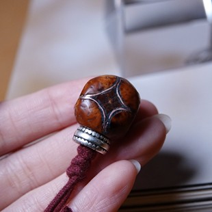 原生态老凤眼紫铜镶嵌大孔道三通佛头配件文玩纯手工DIY念珠束尾