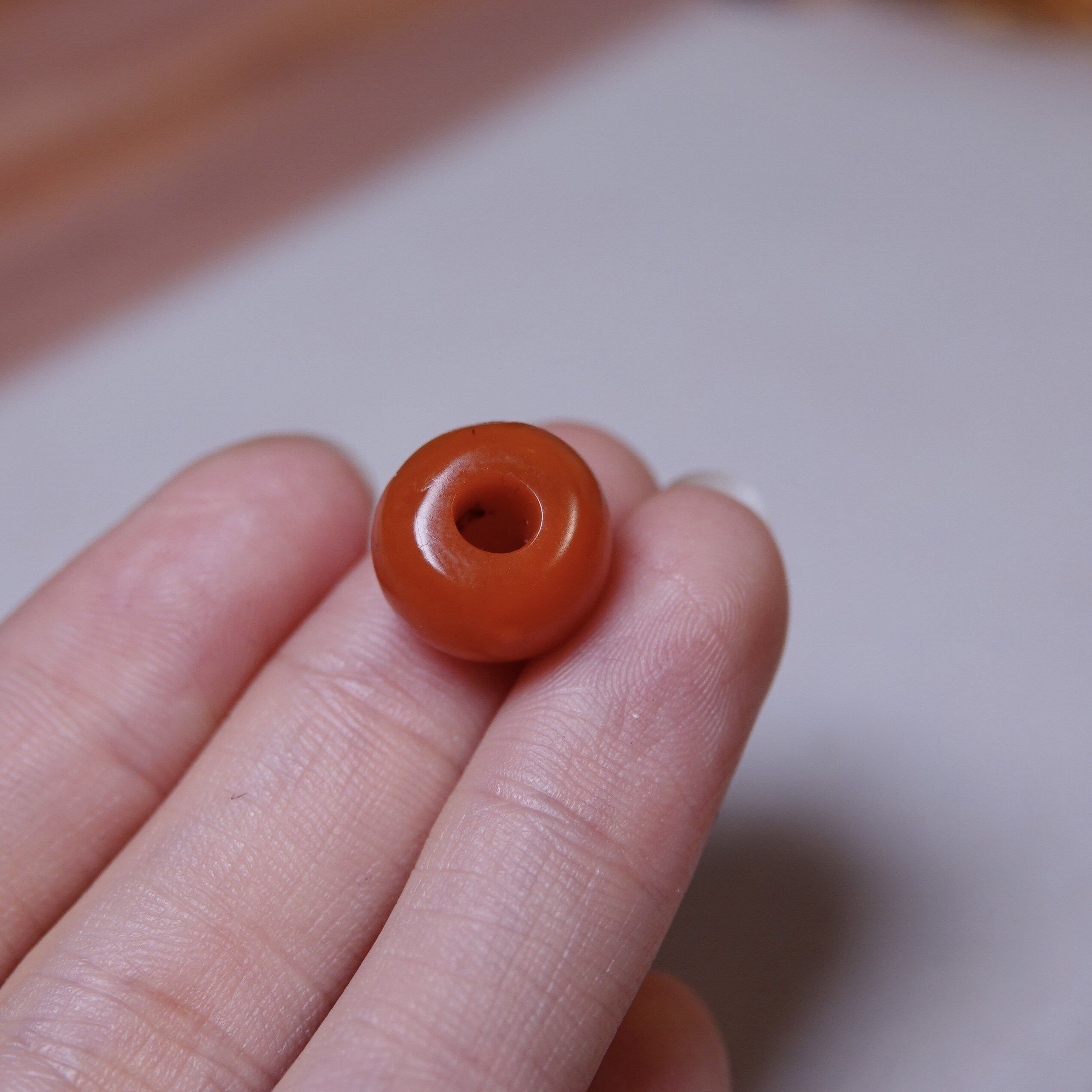 天然原矿老南红玛瑙单珠风化明显大孔道念珠手串项链百搭配珠配饰