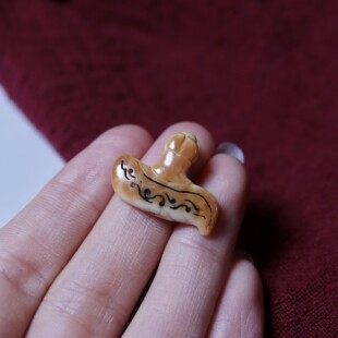 特有猛犸牙老高白金刚钺刀背云挂件超润文玩纯手工随身挂件记子头