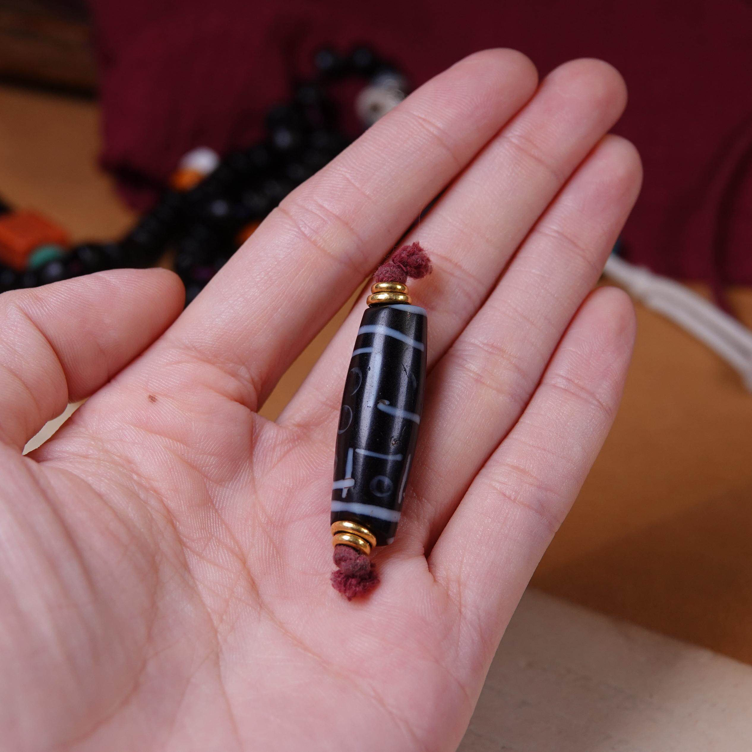 藏系老琉璃九眼天珠文玩diy纯手工念珠手串项链配珠吊珠一图一物