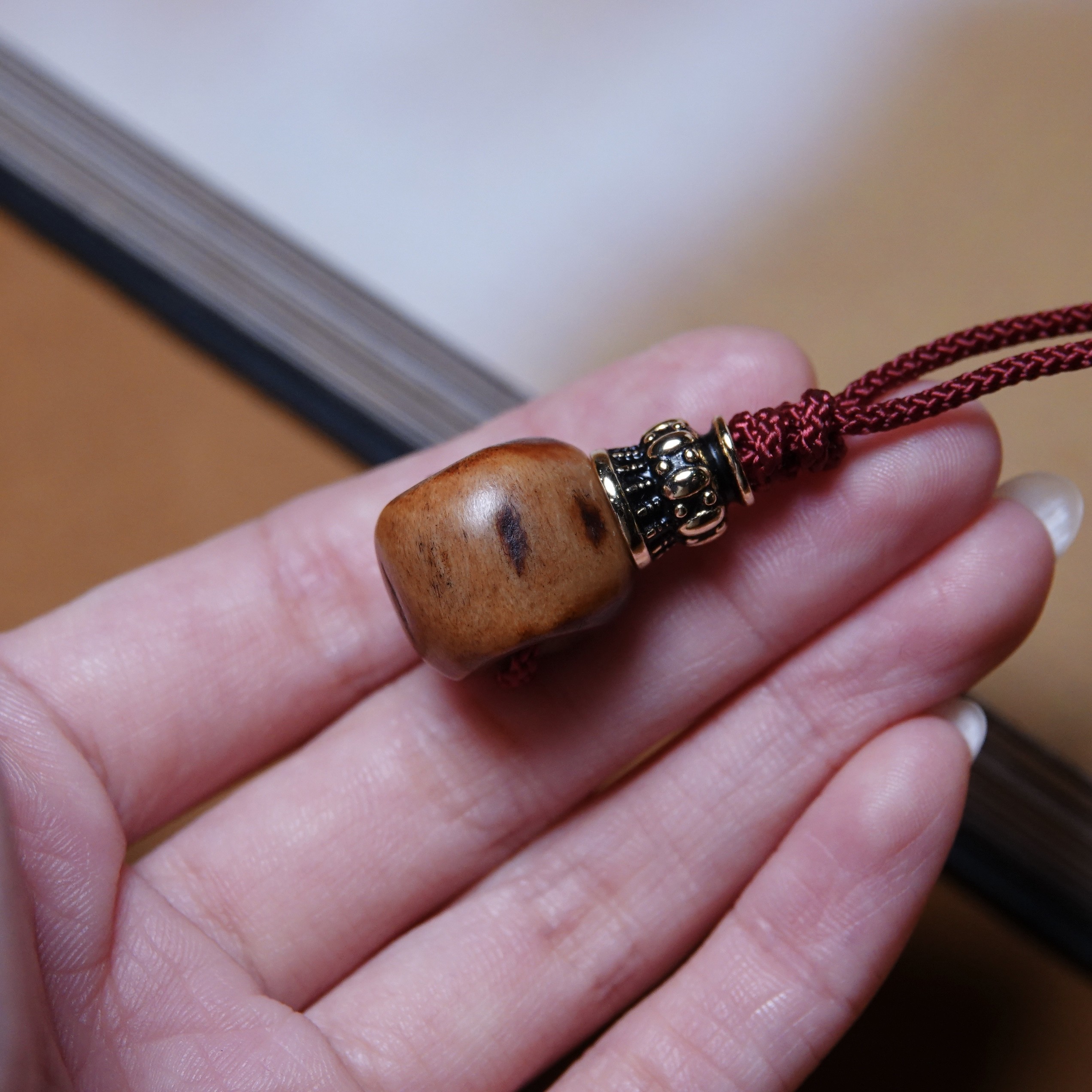 稀有原生态老角质三通佛头文玩纯手工DIY念珠手持束尾百搭配件