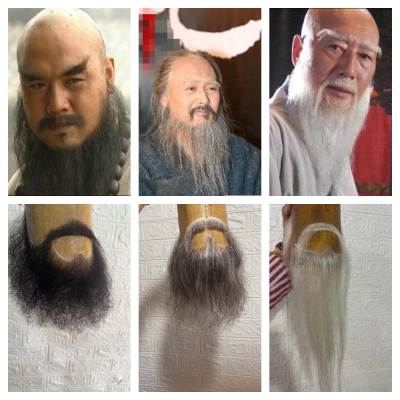外国人黑色络腮胡子真发手钩