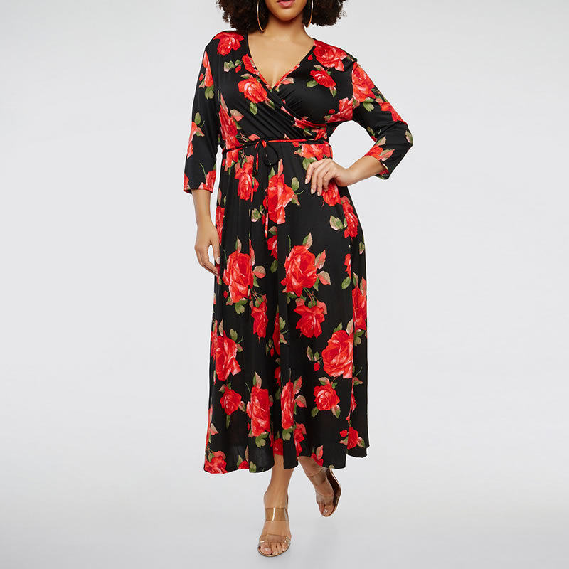 2019 lady Vintage V-neck Dress Women party dress plus XXXXXLin the Women's clothing/Boutique , Large size women  category - from Buy2taobao.com to provide professional Taobao agent buy service