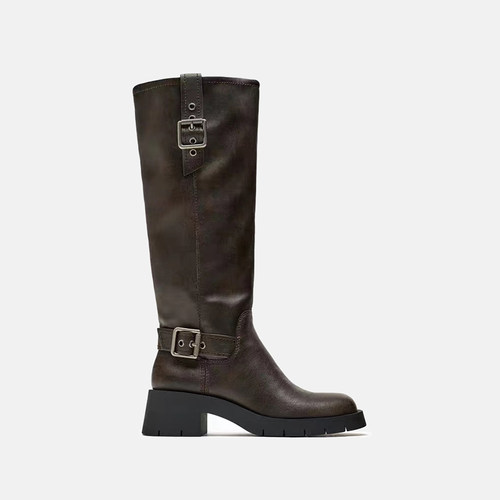 ZABATANA美拉德复古棕色长筒靴