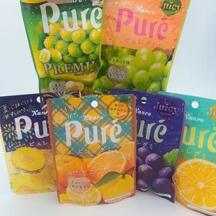 日本本土甘乐pure果肉果汁夹心形咀嚼弹力水果超酸软糖果