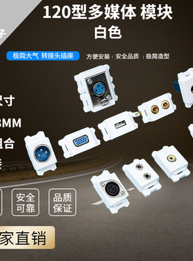 120型白色23*28地插面板弱电VGA卡侬话筒视频音频 多媒体焊接模块