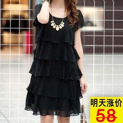 夏季宽松mm短袖款子肥大码雪纺