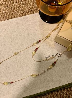 精致气质 绝美配色！好喜欢的小彩色宝石项链时髦多层毛衣链