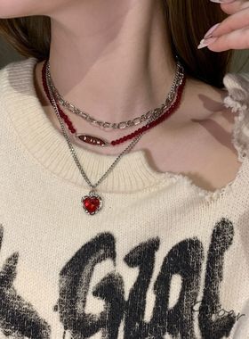 小众锁骨链金属爱心女