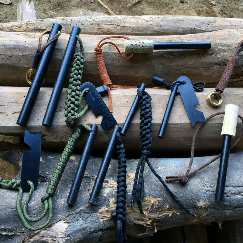 bushcraft打火石裸棒镁棒diy打火棒配件带孔大号户外生火野外生存