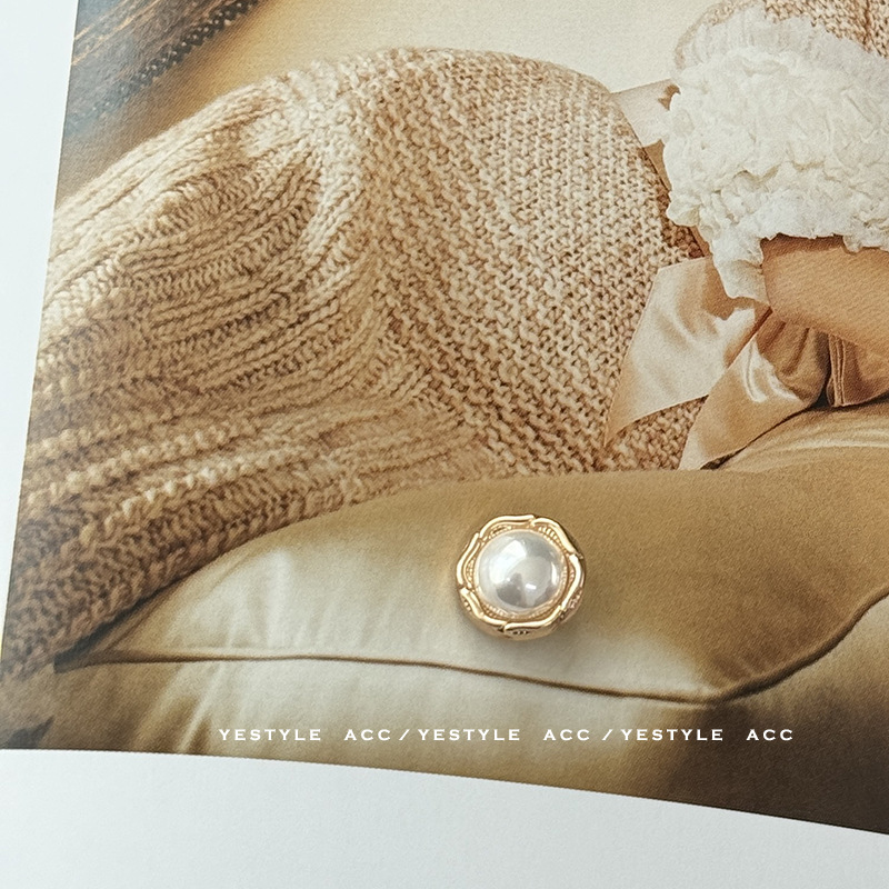 YES艺森暗眼花边珍珠纽扣复古风