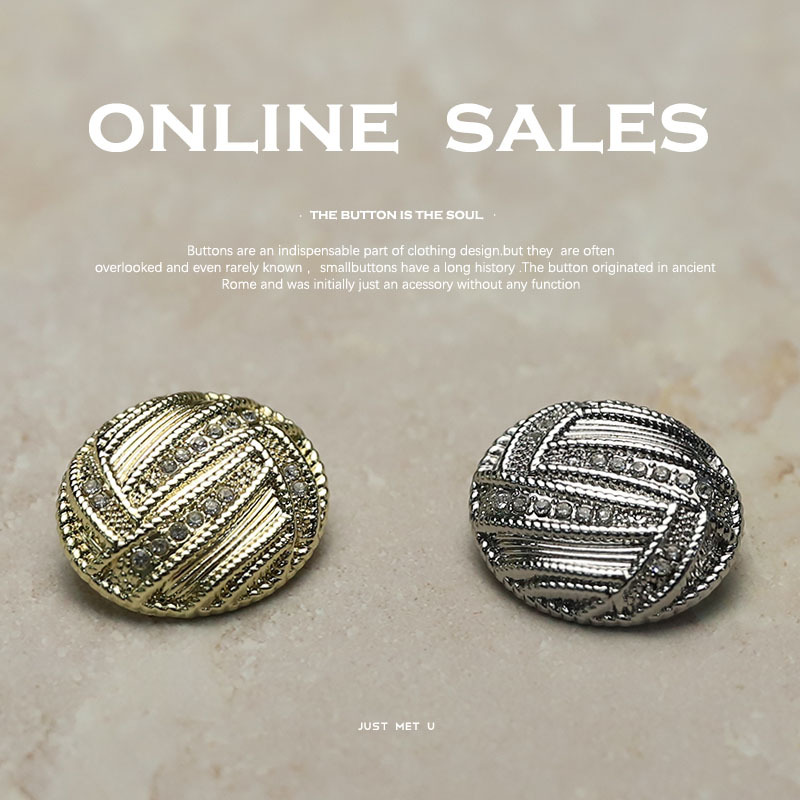 YES艺森椭圆形镶钻纽扣金属小香