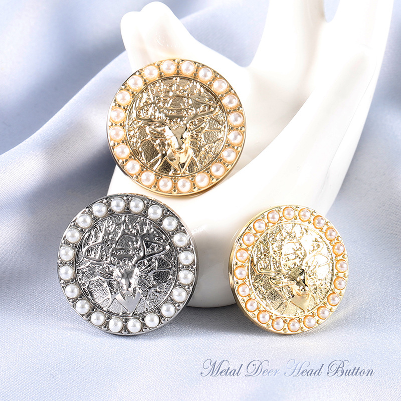 小香风高端金属珍珠扣子衣服开衫