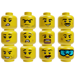 LEGO乐高人仔表情酒窝露齿笑害怕咧嘴配件全新正品 男孩女孩中青年