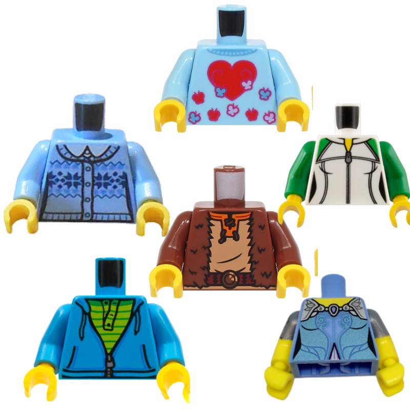LEGO乐高人仔身体白红条纹背心