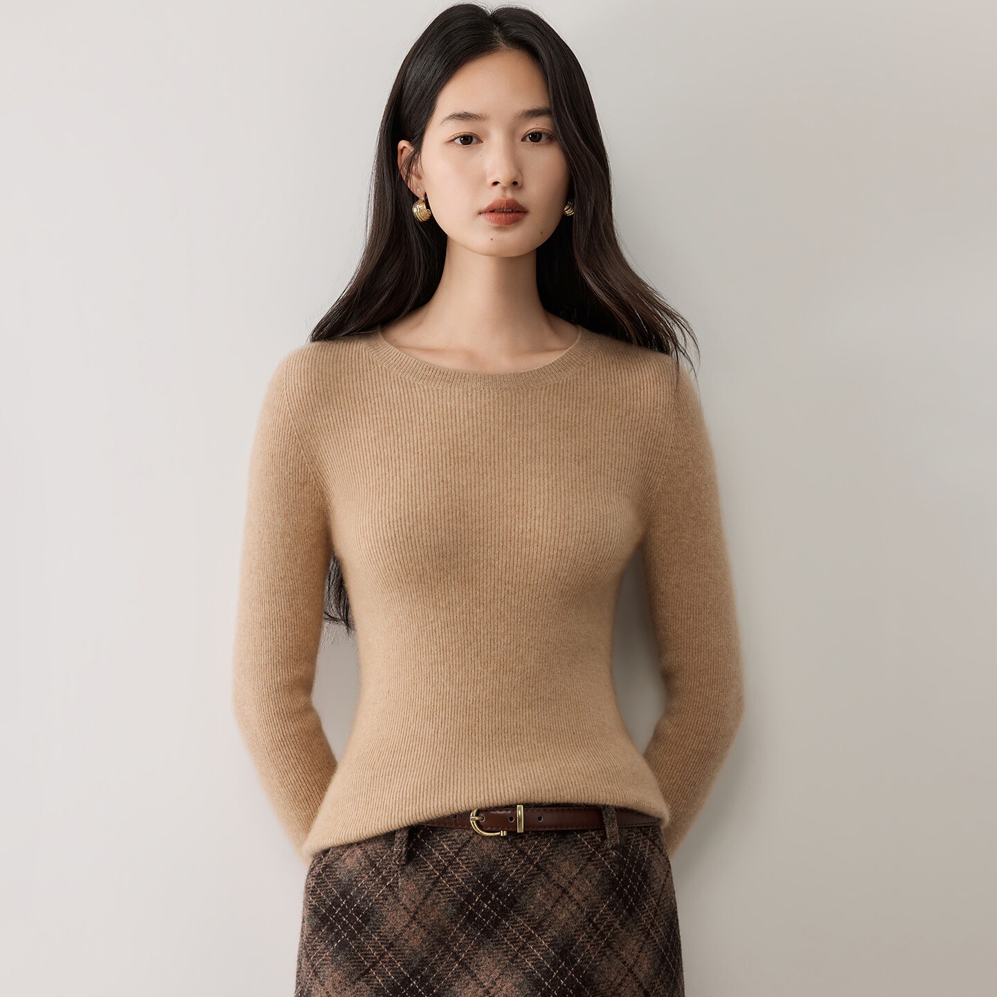 简约圆领山羊绒女款显瘦打底毛衣