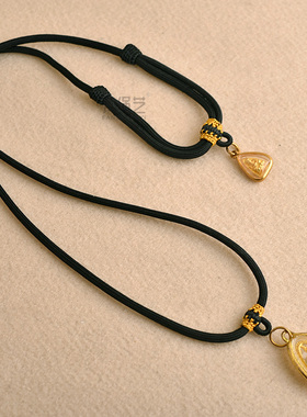 原创设计可调节长短前后两挂坠项链绳佛牌吊坠配绳套头款3mm黑绳
