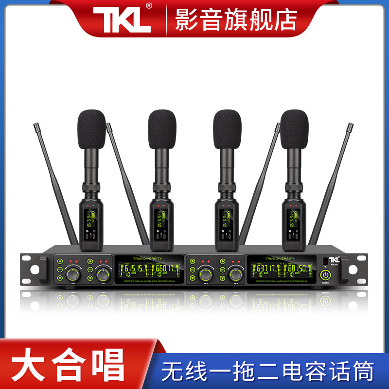TKL RX-200一拖二真分集电容麦克风小振膜无线舞台大合唱话筒高端