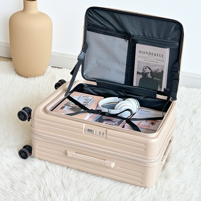 侧开口行李箱男女大容量可扩展PC拉杆箱万向轮静音旅行箱20寸登机