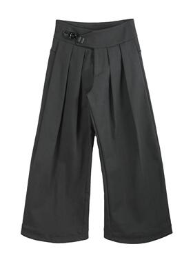 BEVAN UP|Slide buckle*灰纱 封腰滑扣廓形西裤打褶阔腿长裤