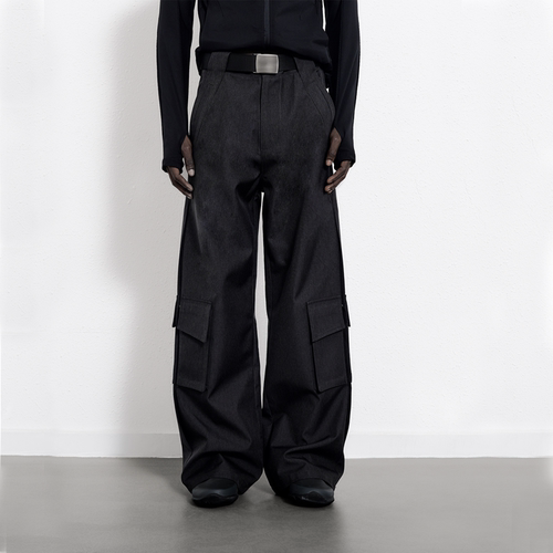 BEVAN UP|牛仔肌理  防水工艺侧开多口袋直筒长裤