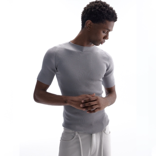 BEVANUP|天丝羊毛 3D纹理修身亲肤舒适修身毛织T恤