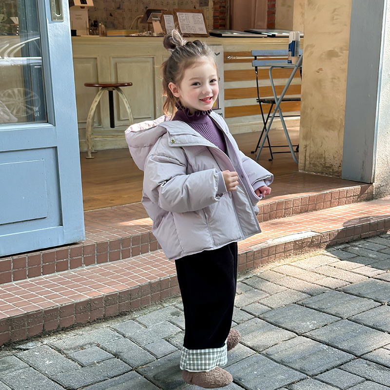 女童羽绒服字母面包连帽羽外套