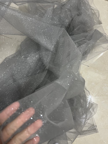 灰色网纱撒粉烫金闪光设计师面料 diy演出服装拍摄背景舞台设计纱