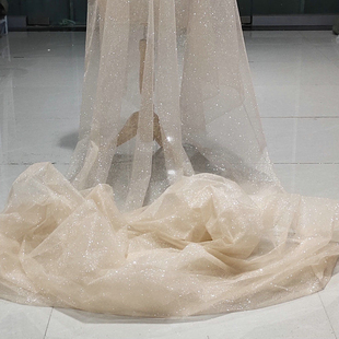 香槟色纱烫金纱婚纱布料婚庆铁艺纱幔网纱diy手工婚礼背景设计布