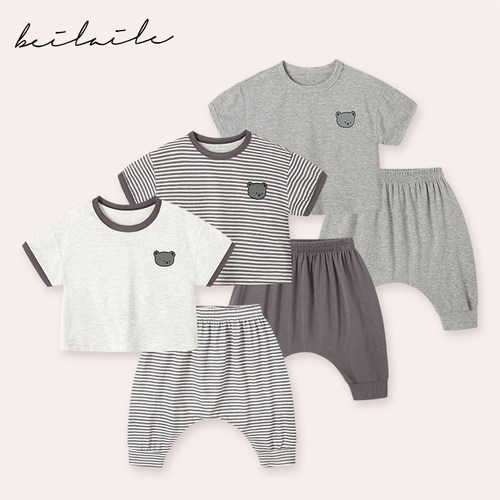 婴儿童衣服家居服男宝宝女夏装夏季薄款上衣裤子洋气汉服