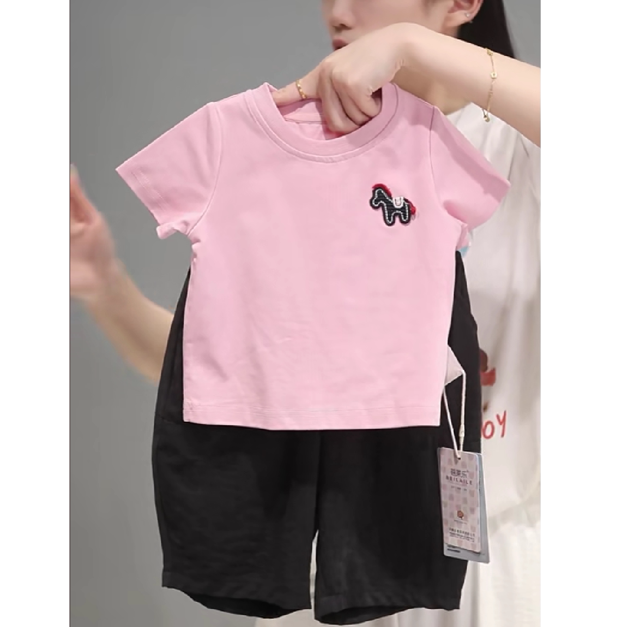【小马贴标短袖T 小乐妈咪】婴儿童装女童背心T恤夏装宝宝打底衫D
