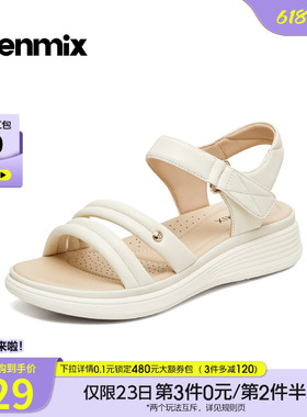 天美意一字带凉鞋休闲厚底凉鞋女外穿时装凉鞋2026夏新款BK972BL6