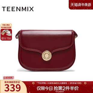天美意复古酒红包包女小方包简约单肩斜挎包冬季 X3035DX4 新款