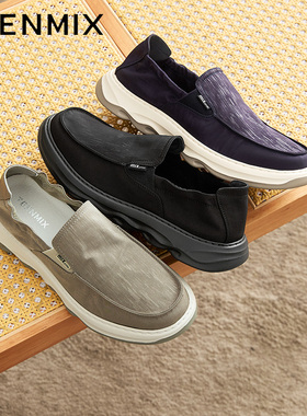 天美意夏季新款商场同款透气休闲一脚蹬懒人男布鞋EYD10BM5
