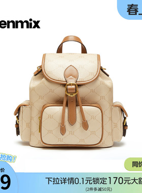 天美意复古印花包包女双肩包休闲大容量背包2026春新款XX3246AX6