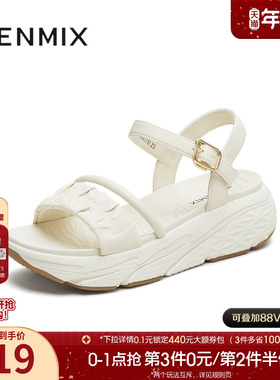 天美意一字带凉鞋运动厚底凉鞋女外穿休闲凉鞋夏季新款CRD16BL5