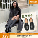 天美意芝士分子厚底休闲英伦乐福鞋 女新款 一脚蹬小皮鞋 子 复古单鞋