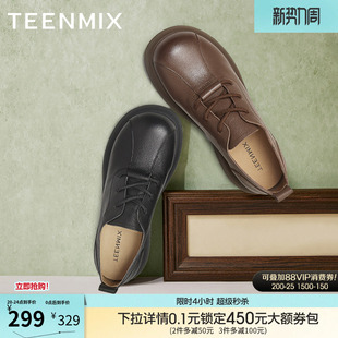 新款 天美意厚底英伦小皮鞋 子春季 女系带休闲鞋 KY015AM5 复古单鞋