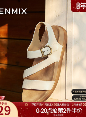 天美意一字带凉鞋休闲厚底凉鞋女外穿时装凉鞋夏季新款CEY16BL5