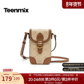 天美意复古休闲包包女迷你手机包单肩斜挎包2026春季 新款 X3240AX6