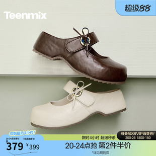 天美意厚底增高勃肯玛丽珍包头半拖鞋女外穿复古凉拖鞋2026夏新款