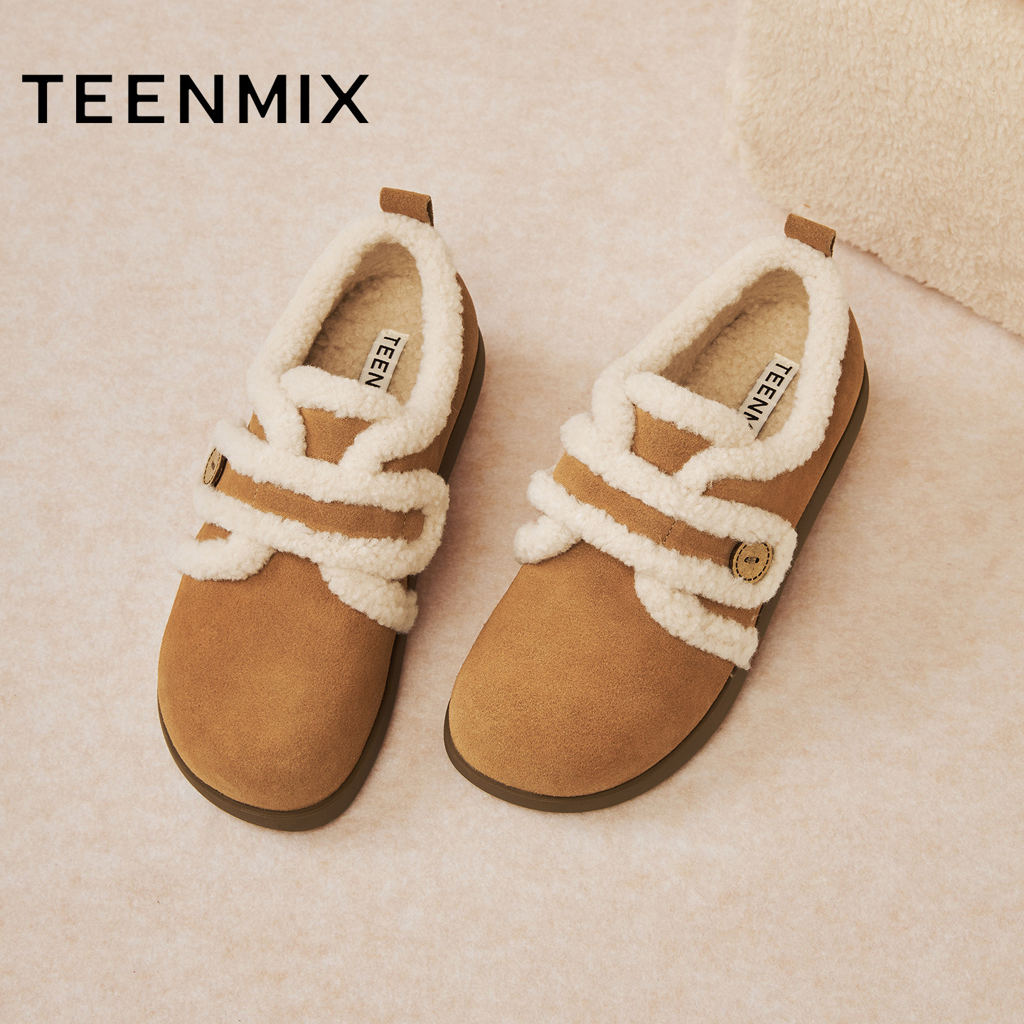 天美意复古厚底加绒毛毛鞋雪地靴女棉鞋短靴2025冬季新款BM131DM5,女鞋,勃肯鞋/软木鞋,淘宝优惠券,粉丝福利购,淘宝优惠卷