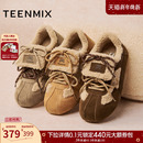 2025冬新款 女运动休闲鞋 BL951DM5 德训鞋 天美意复古厚底加绒毛毛鞋