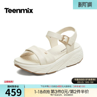 天美意一字带休闲增高厚底凉鞋女外穿时装凉鞋2026夏新款CRD18BL6